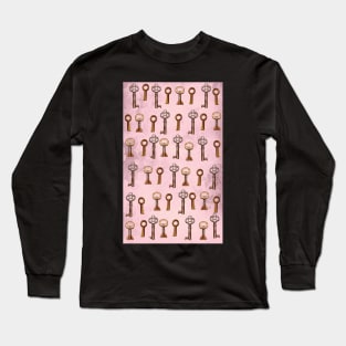 keys on pink floral wallpaper Long Sleeve T-Shirt